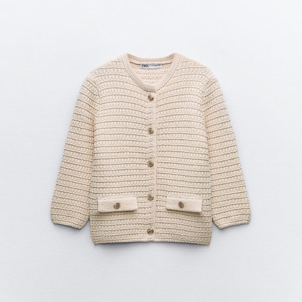 Zara Knit Cardigan with Elbow Length sleeves